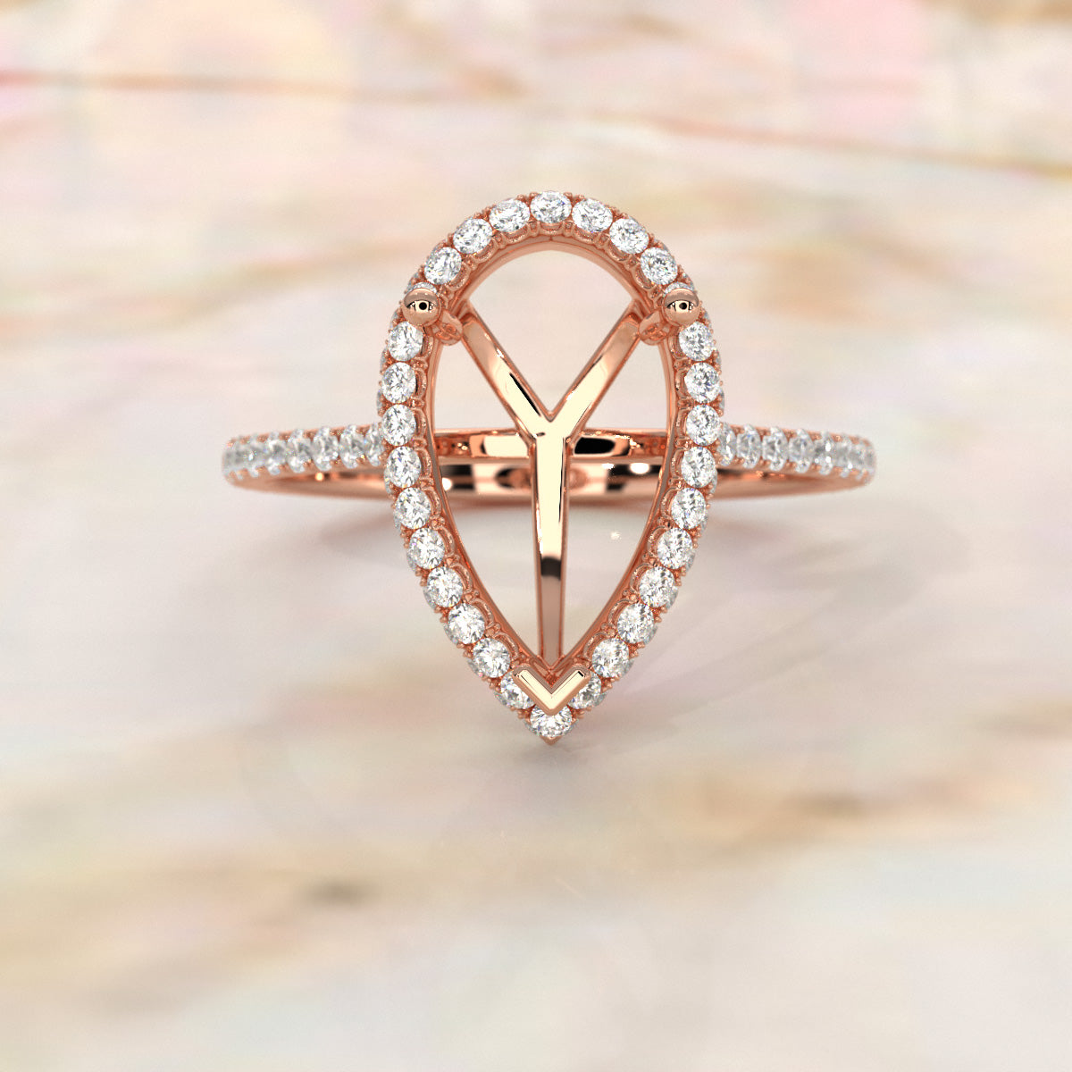 Double Halo Semi Mount Lab Grown Diamond Engagement Ring 0.53 Ct.